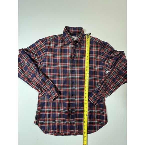 Thomas Mason Bespoke Night & Day Plaid Shirt 15.5 40 Red Blue Italian Button Up - Picture 7 of 10